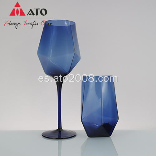 Copas vintage de vidrio azul sólido copas de vino tinto